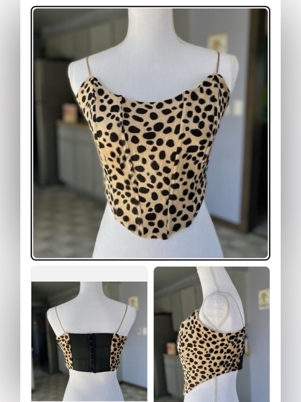 Leopard Print Crop Top - Black on Tan